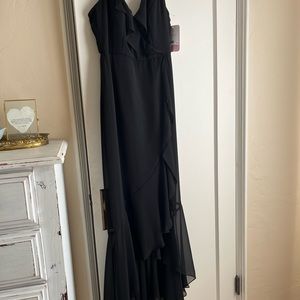 The Dessy Group Black Luxe Chiffon Bridesmaids Dress